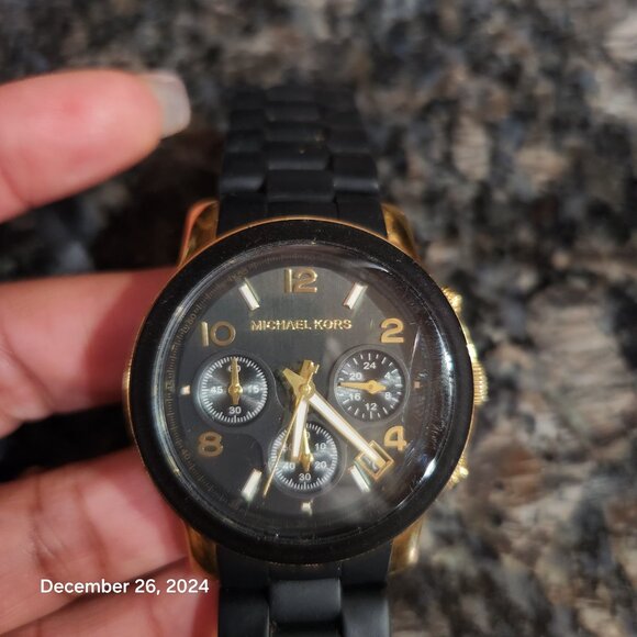 Michael Kors Matte Black Chronograph Wristwatch Style MK5191 BRAND NEW BATTERY - Picture 12 of 17